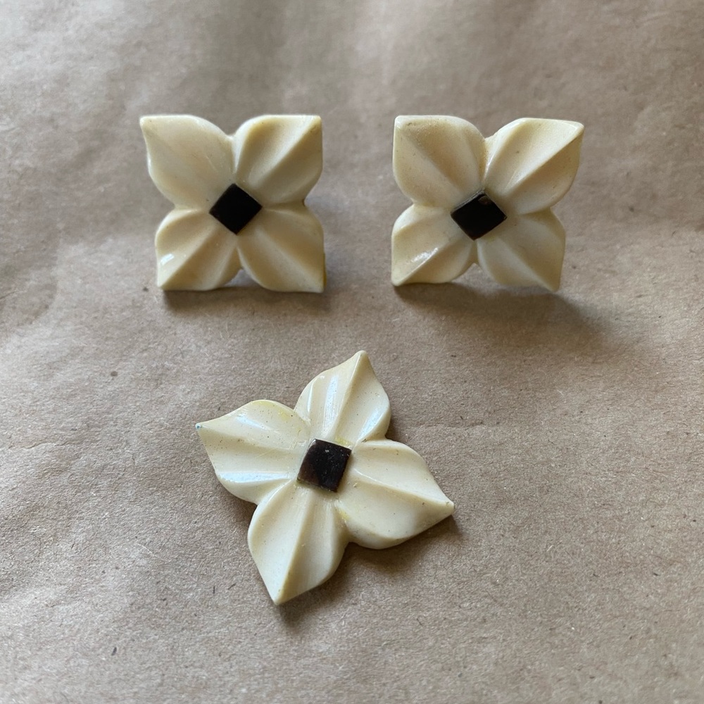 Beautiful ALASKAN IVORY/BLACK HEMITITE earrings